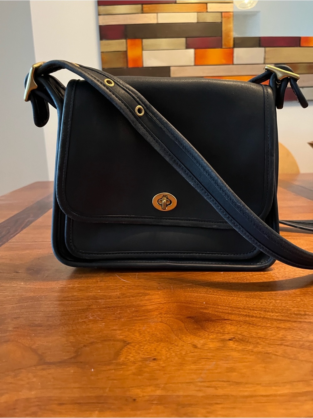 Vintage Navy Blue Coach Rambler’s Legacy Crossbody with Solid Brass Hardware